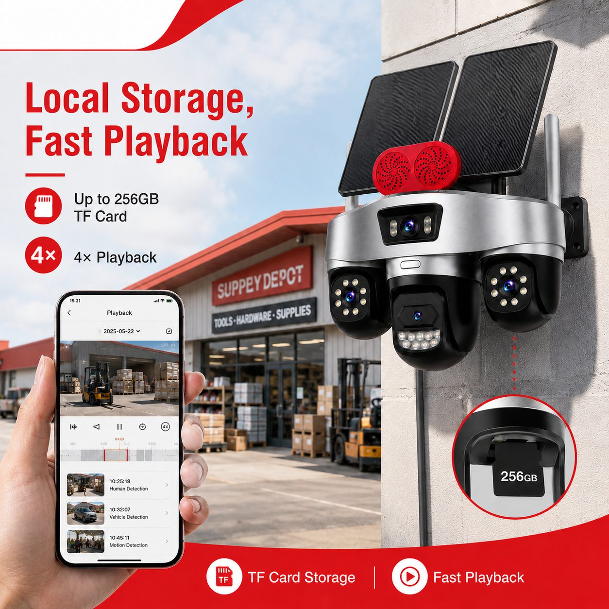 4G solar camera local storage