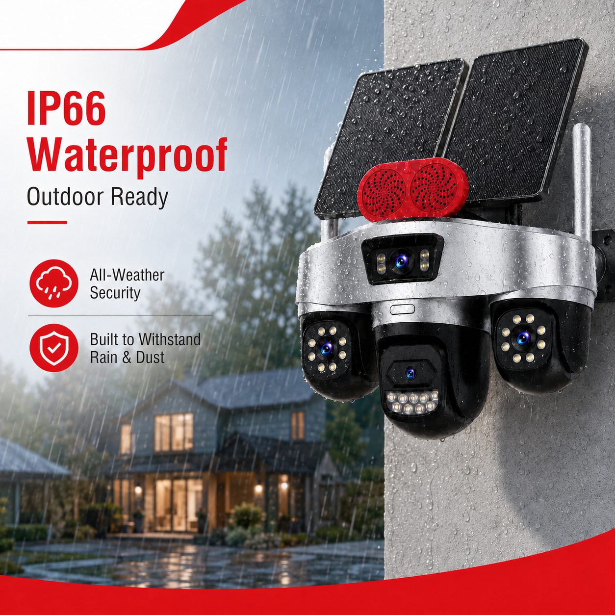 IP66 outdoor solar security camera