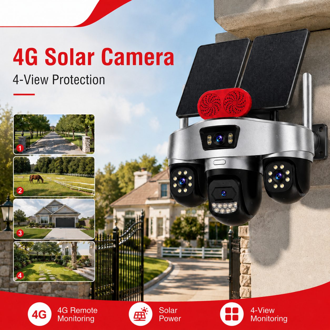 four-view 4G solar monitoring system