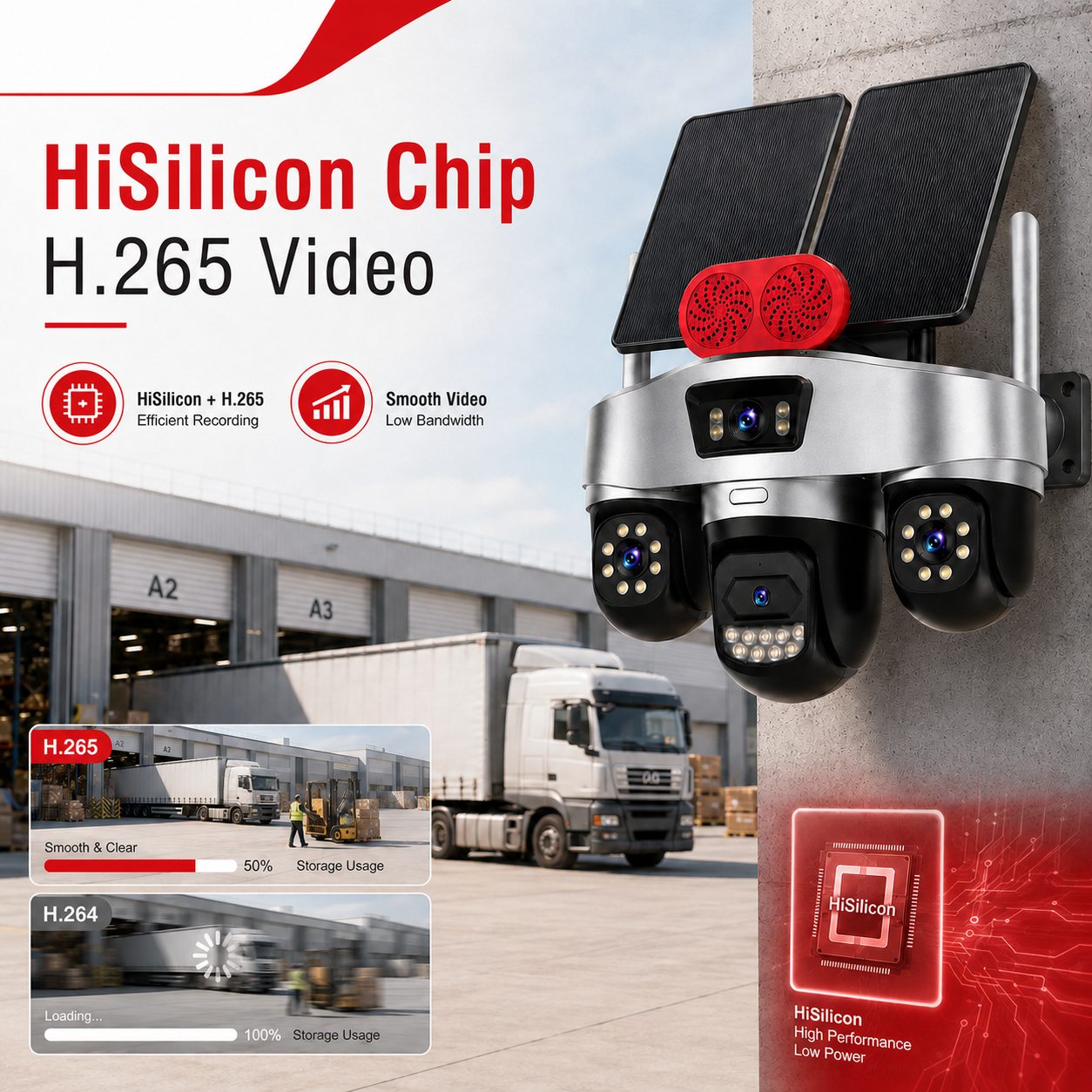 H.265 solar security camera