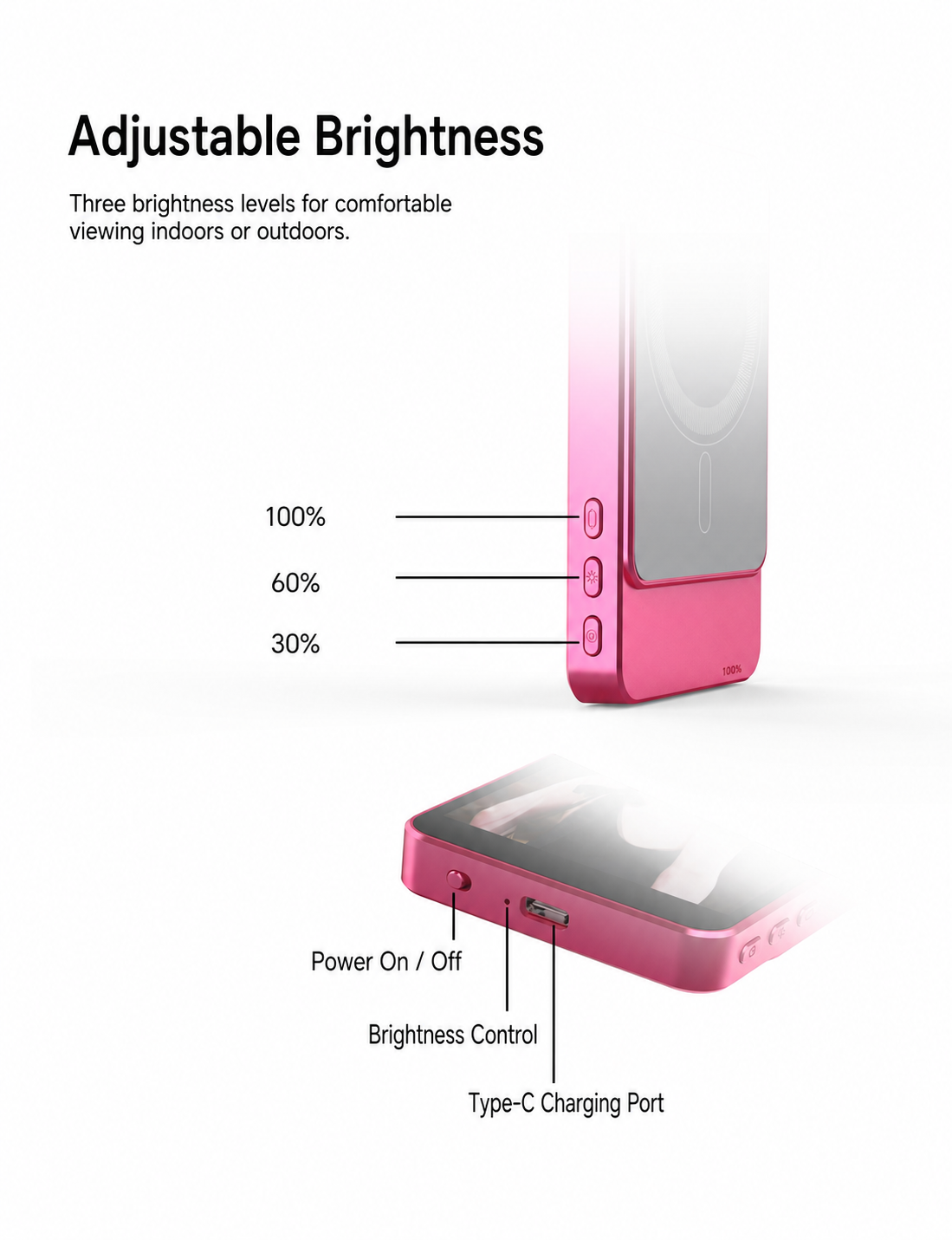 Magnetic selfie monitor wireless rear camera screen for vlogging