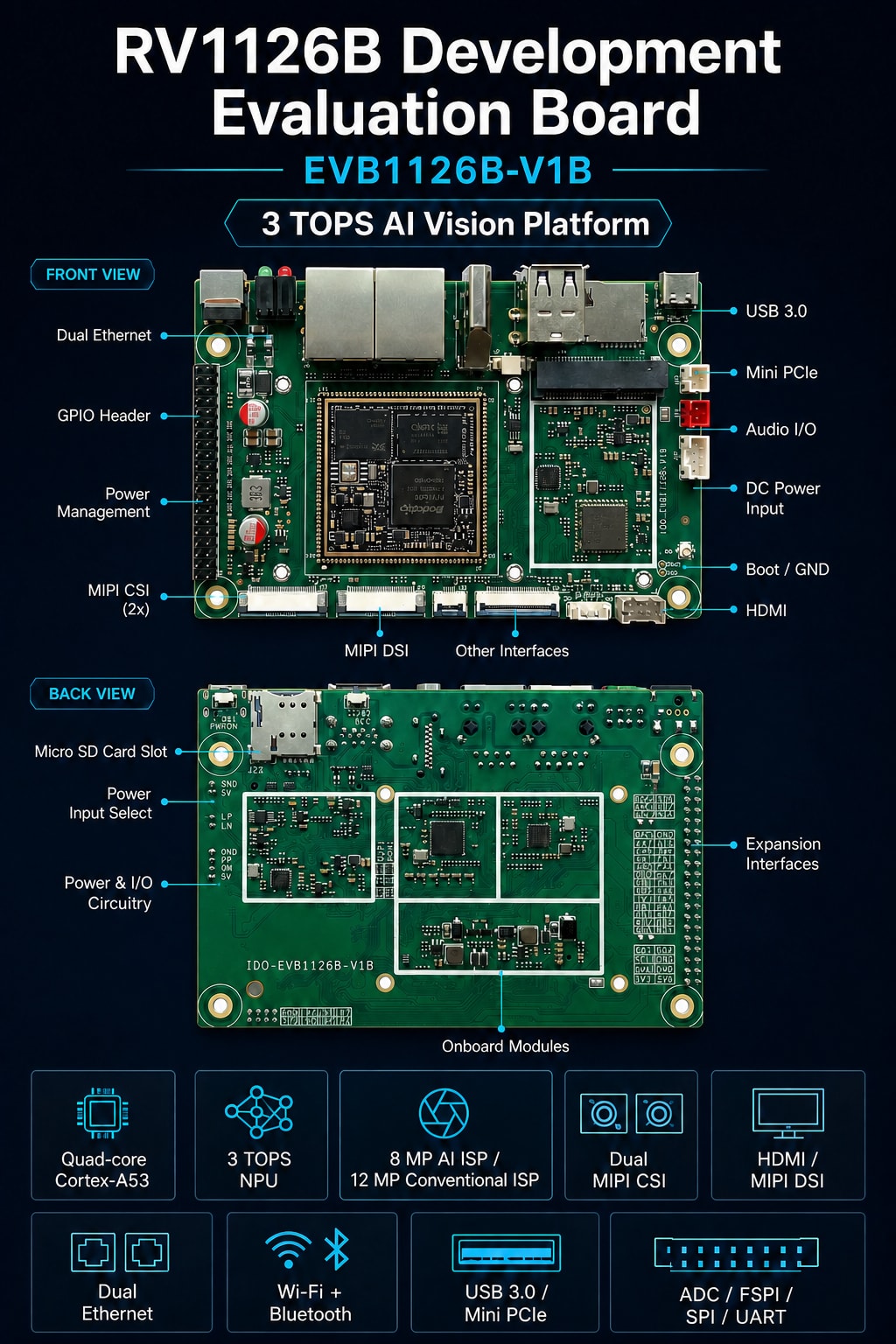 RV1126B development evaluation board overview and specifications
